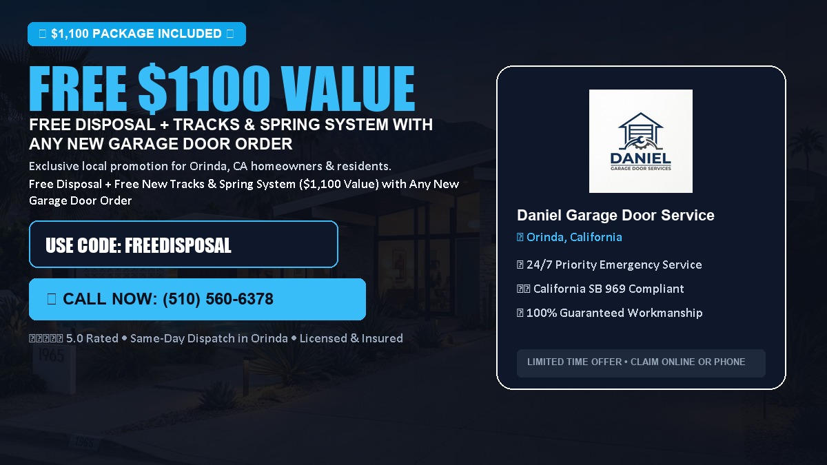Free Disposal + Free New Tracks & Spring System with Any New Garage Door Order ($1100 Value) in Orinda, CA