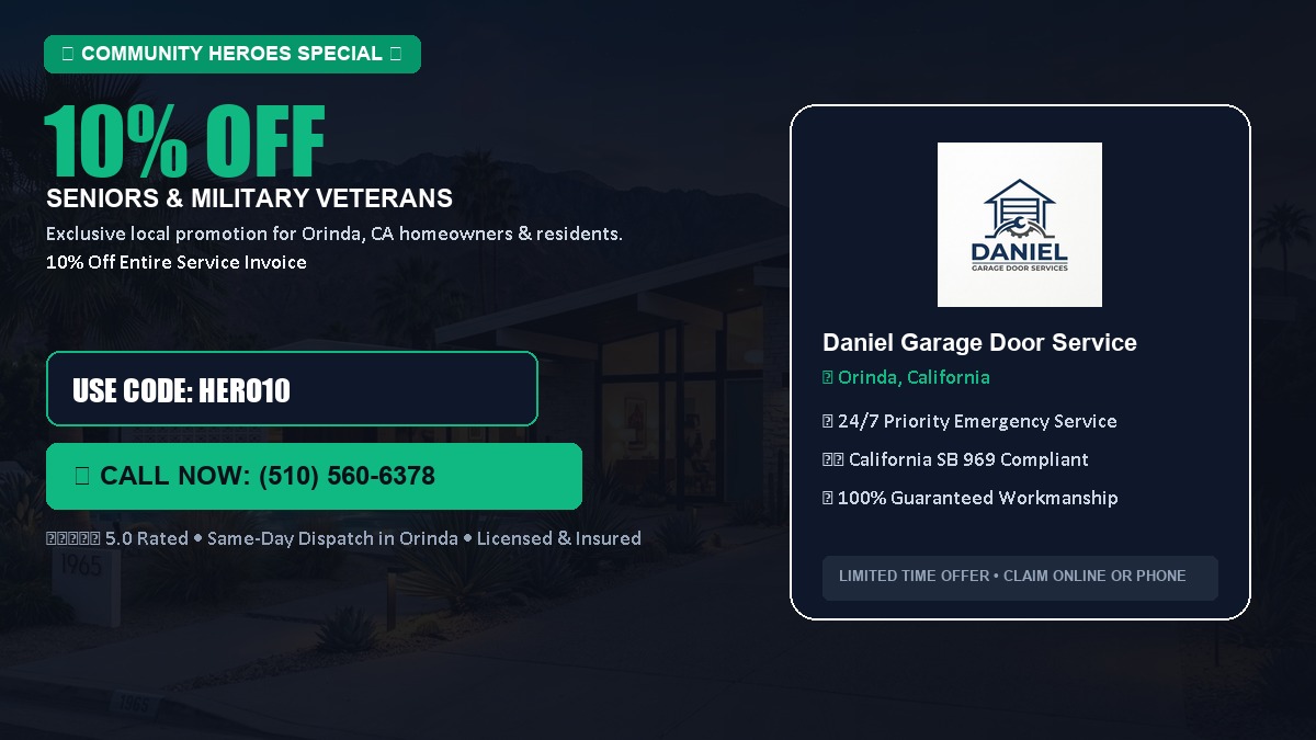 10% OFF Senior Citizens (65+) & Military / Veteran Community Discount in Orinda, CA