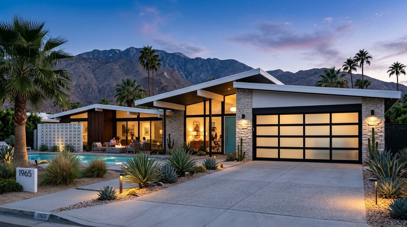 Daniel Garage Door Service Exterior Closed Garage Door at Twilight